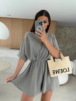 Surplice Short Sleeve Romper