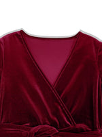 Velvet Wrap Surplice Maxi Dress
