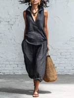 Full Size Sleeveless Top and Pants Two-Piece Set Plus Size