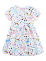 Children's Unicorn Print Short Sleeve Dress