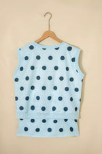 Polka Dot Sleeveless Top and Skort Casual Two-Piece Set