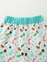 Children's Butterfly Ruffle Sleeve Top and Animal Print Shorts Set
