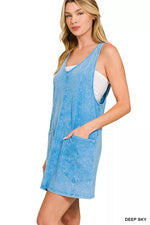Zenana Acid Washed Overall Knit Mini Dress