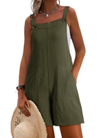 Casual Wide Strap Overalls with Pockets