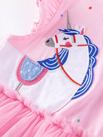Children's Unicorn Ruffle Sleeve Tulle Dress