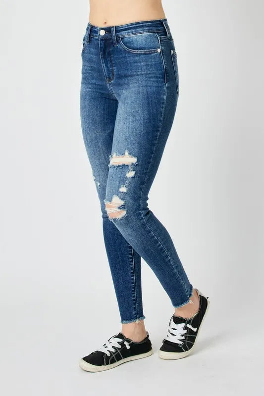 Judy Blue Full SizeHigh Waist Distressed Skinny Jeans