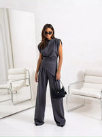 Satin Cowl Neck Top and Pants Set
