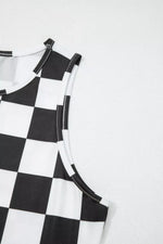 Checkerboard Printed Slim Tank Top