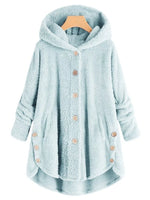 Full Size Fleece Button-Down Hooded Outerwear Plus Size