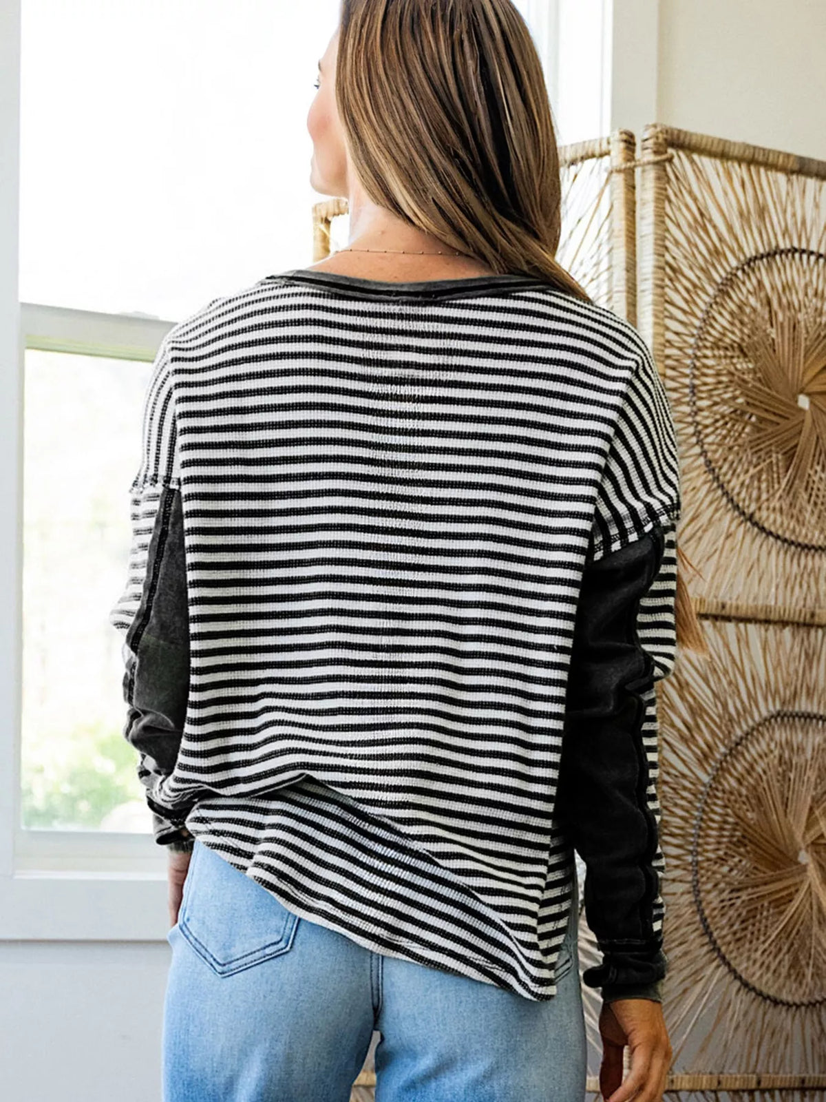 Striped Drop Shoulder Casual Top