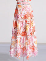 Ruffled Hollow Out Tiered Midi Dress