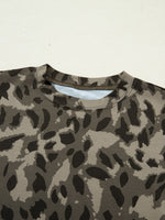 Leopard Print Mock Neck Slim Tee
