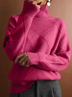 Argyle Pattern Turtleneck Sweater