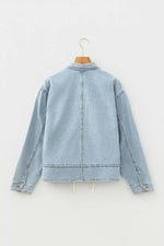 Draw-cord Hem Light Wash Denim Jacket