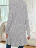 Ribbed Knit Open Front Cardigan