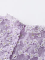 Children's Floral Lace Ruffle Sleeve Party Dress