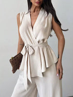 Sleeveless Top and Wide-Leg Pants Set