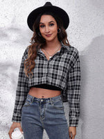Button Down Printed Cropped Jacket