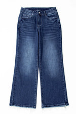 Mineral Wash Raw Hem High Waist Flared Jeans