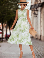 Printed Sleeveless Midi Dress