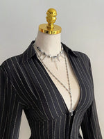 Striped Long Sleeve Fitted Blouse