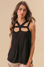 BiBi Rayon Span Jersey Cut Out with Straps Detailed