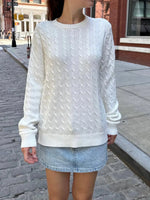 Cable-Knit Round Neck Pullover Sweater