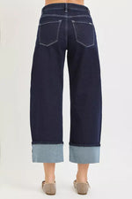 RISEN Slouchy Crop Barrel Cuffed Hem Jeans