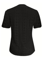 Openwork Notched Short Sleeve Top