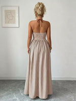 Striped Halter Neck Maxi Dress