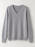 V-Neck Solid Color Sweater