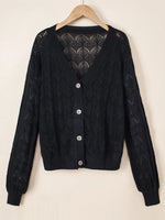 Openwork Button Up Cardigan