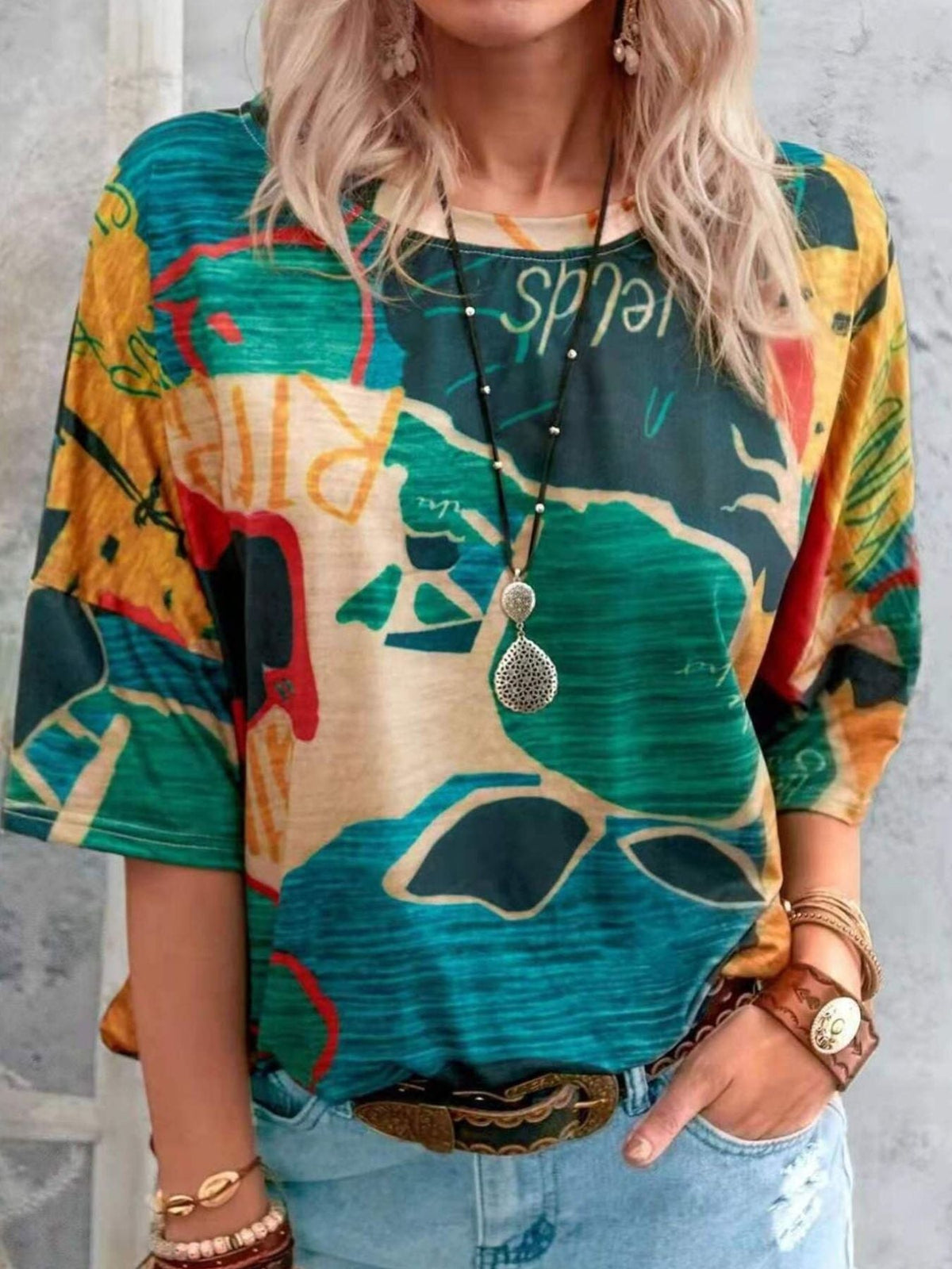 Contrast Round Neck Casual T-Shirt