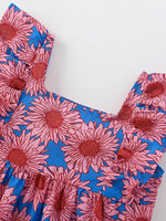Children's Floral Print Ruffled Sleeveless Dress
