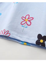 Children's Floral Print Round Neck Top and Shorts Set
