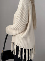 Fringe Round Neck Long Sleeve Sweater