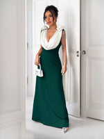 Floral Applique Two Tone Maxi Dress