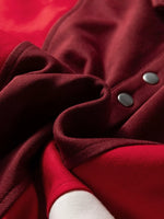 Color Block Patchwork Snap Button Oversize Hoodie
