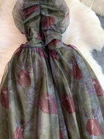 Floral Print Ruffled Layered Mesh Dress