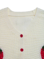 Strawberry Pattern V-Neck Button-Up Cardigan