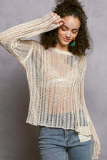POL Openwork Round Neck Knit Cover Up