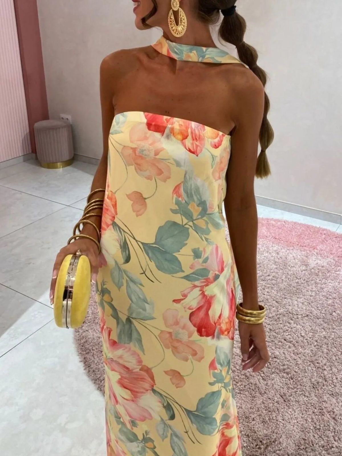 Printed Tube Maxi Dress