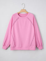 Lace Patched Raglan Sleeve Loose Fit Sweatshirt