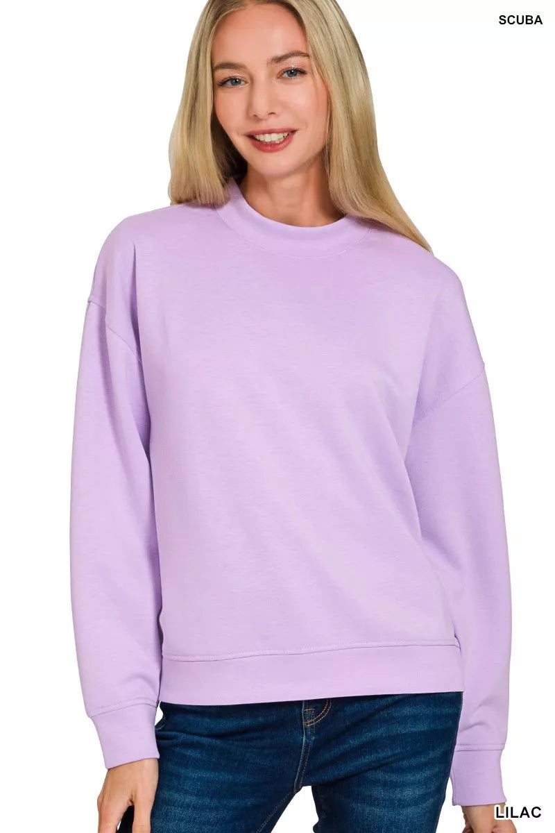 Zenana Scuba Mock Neck Sweatshirt and Joggers Set
