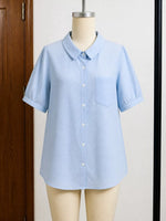 Full Size Button Up Short Sleeve Shirt Plus Size