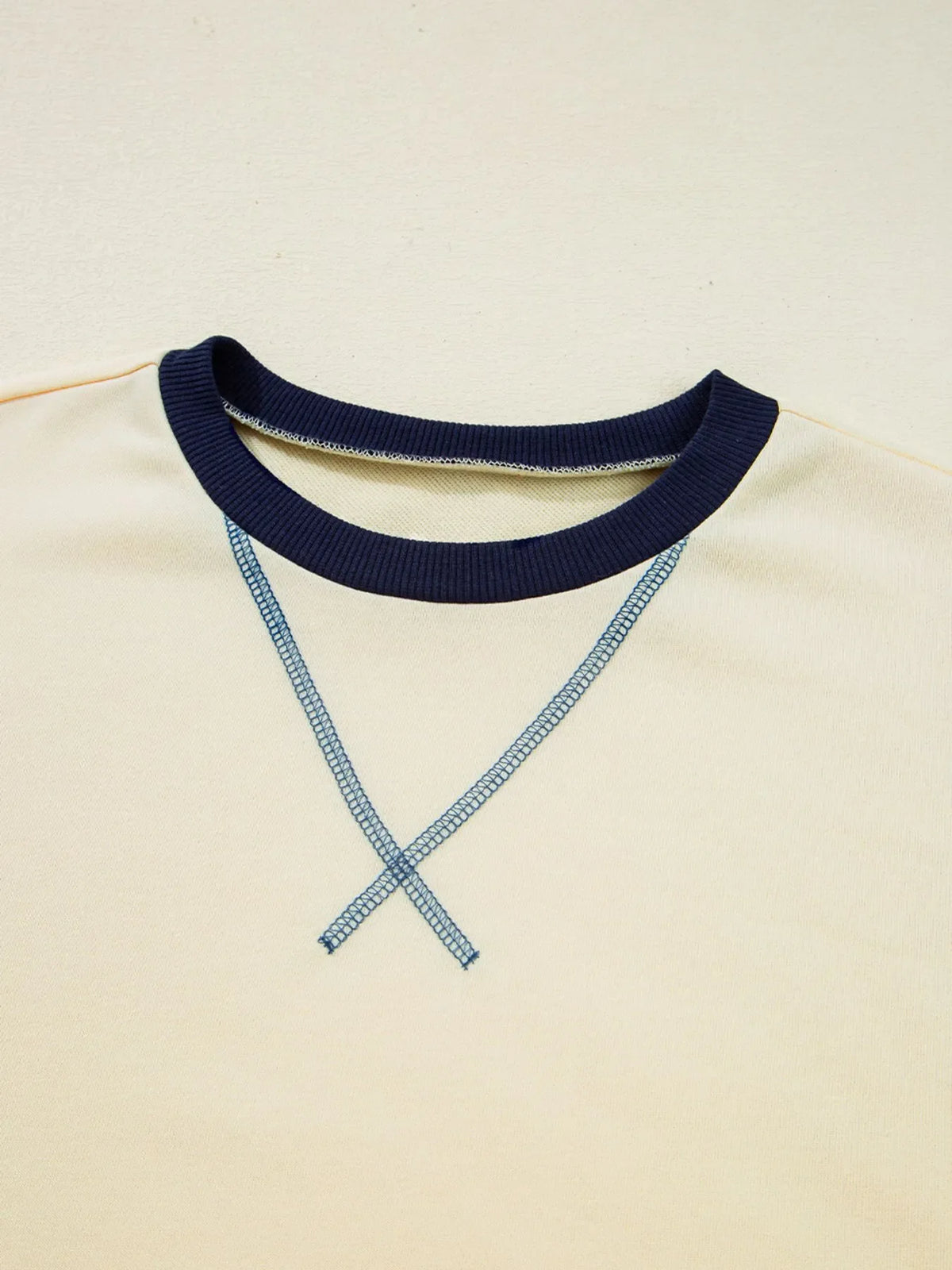 Striped Patchwork Long Sleeve Round Neck Two-in-one Top