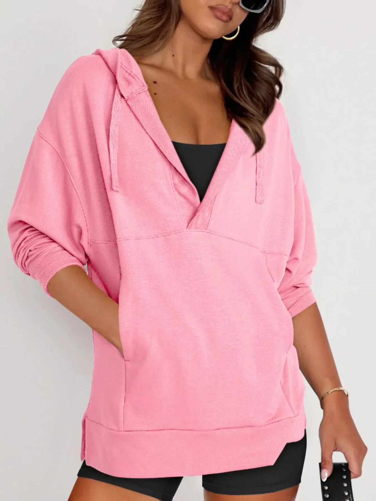 Drawstring Kangaroo Pocket Long Sleeve Hoodie