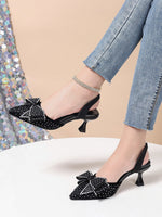 Rhinestone Bowknot Slingback Pumps
