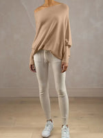 Full Size Boat Neck Batwing Sleeve Knit Top