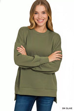 Zenana Fleece Hi-low Boyfriend Sweatshirts with Pockets